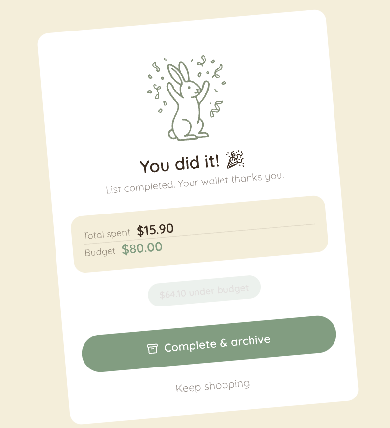 Screenshot of Doely when user finish the process